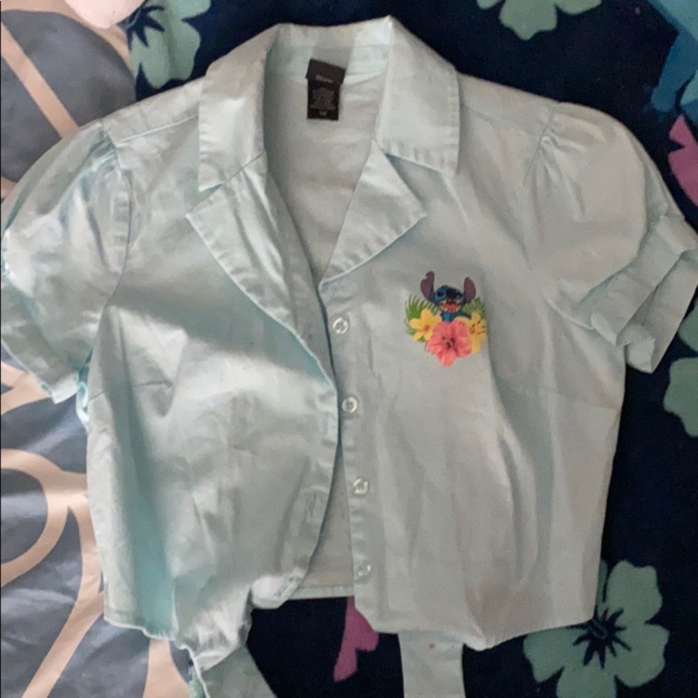 Tied cropped stitch shirt